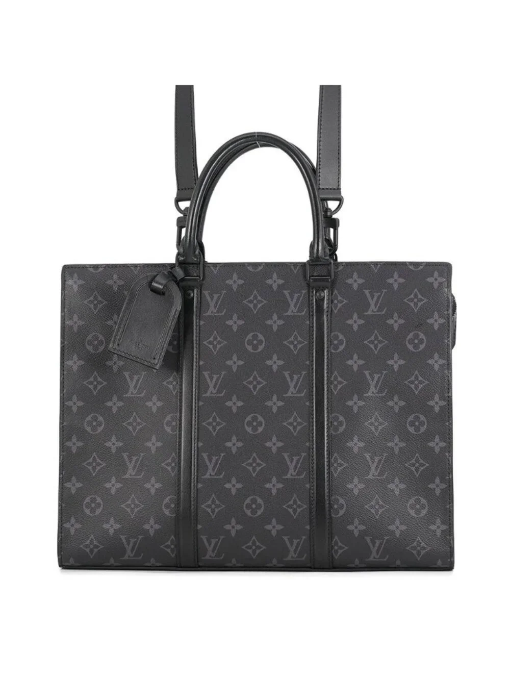 Louis Vuitton Tote Bag Monogram Eclipse Sac Plat Horizontal Zip 2-Way Business